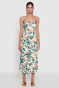 Womens Floral Print Tube Sundress with Classic Fit, Multi, Size M
