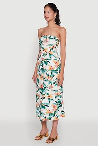 Womens Floral Print Tube Sundress with Classic Fit, Multi, Size M
