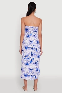 Womens Floral Ruched Tube Sundress, Multi, Size L