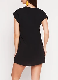 Crepe Knit Short Sleeve Shift Dress