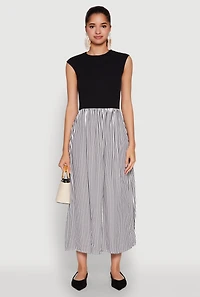 Cap Sleeve Pinstripe Maxi Dress