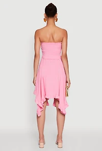 Womens Smocked Handkerchief Hem Tube Dress,