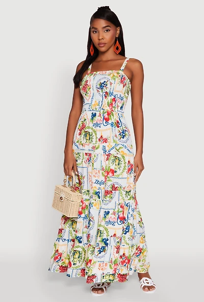 Patterned Tiered Maxi Sundress