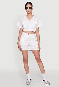 Cropped Zip Front Hooded Top