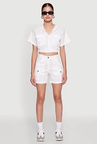 Cropped Zip Front Hooded Top