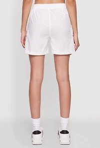 Womens Trendy High Waisted Cargo Shorts, White, Size L