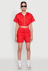 Womens Trendy High Waisted Cargo Shorts,