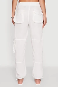 Womens Zip Pocket Drawstring Waist Utility Joggers, XL