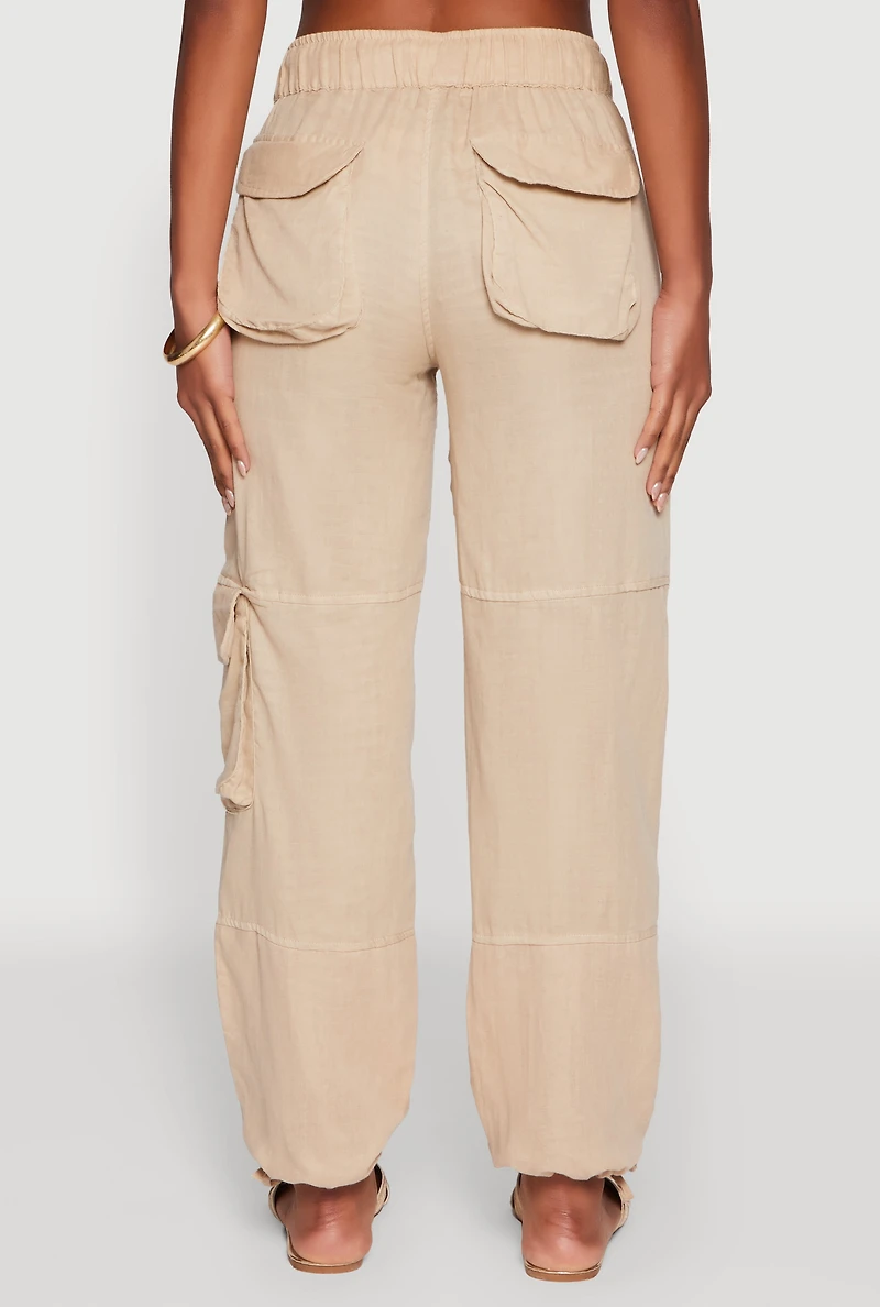 Womens Zip Pocket Drawstring Waist Utility Joggers,