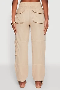 Womens Zip Pocket Drawstring Waist Utility Joggers,