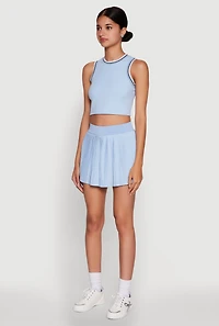 Womens Trendy Sleeveless Cropped Crew Neck Top with Contrast Trim,