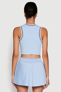 Womens Trendy Sleeveless Cropped Crew Neck Top with Contrast Trim, XL