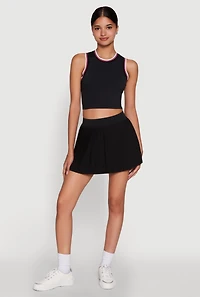 Womens Trendy High Waisted Mini Pleated Skirt, Black, Size M