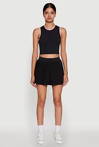 Womens Trendy High Waisted Mini Pleated Skirt, Black, Size M
