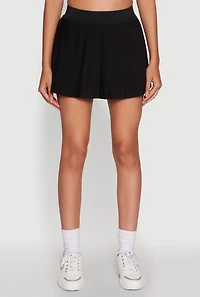 Womens Trendy High Waisted Mini Pleated Skirt, Black, Size M