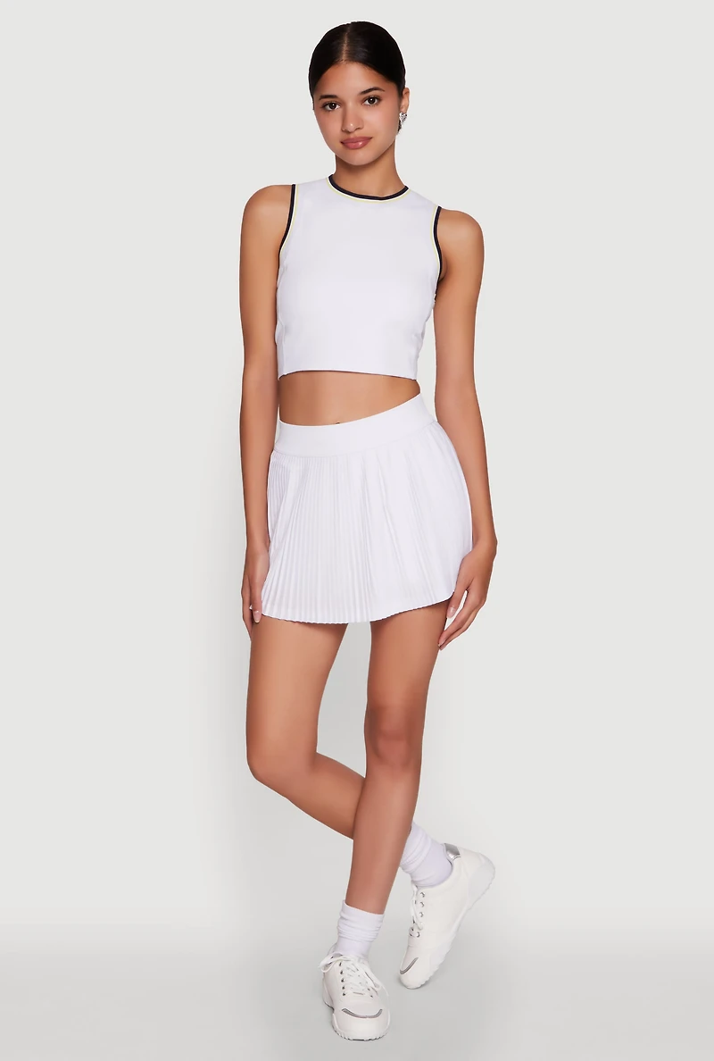 Womens Trendy High Waisted Mini Pleated Skirt, White, Size L