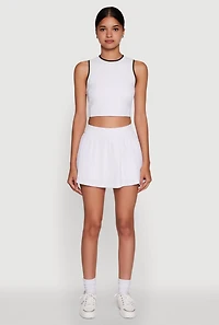 Womens Trendy High Waisted Mini Pleated Skirt, White, Size L