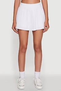 Womens Trendy High Waisted Mini Pleated Skirt, White, Size L