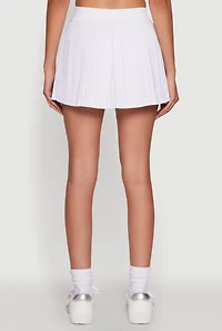 Womens Trendy High Waisted Mini Pleated Skirt, White, Size L
