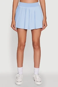 Womens Trendy High Waisted Mini Pleated Skirt, Blue, Size XL