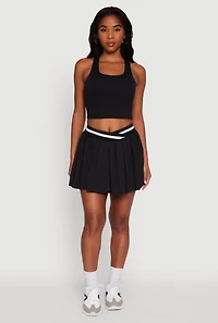 Womens Racerback Scoop Neck Crop Top, Black, Size S