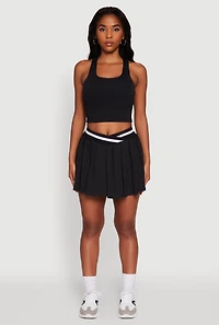 Womens Racerback Scoop Neck Crop Top, Black, Size M