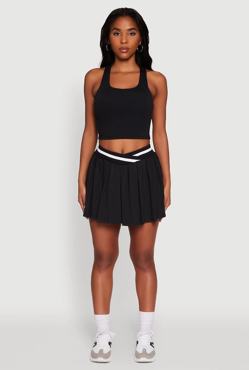 Womens Racerback Scoop Neck Crop Top, Black, Size XL
