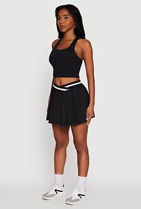 Womens Racerback Scoop Neck Crop Top, Black, Size M