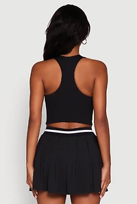 Womens Racerback Scoop Neck Crop Top, Black, Size M