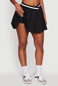 Womens High Waisted Contrast Trim Mini Pleated Skort, Black, Size S