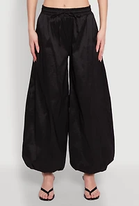 Womens High Waist Balloon Pants, Black, Size S