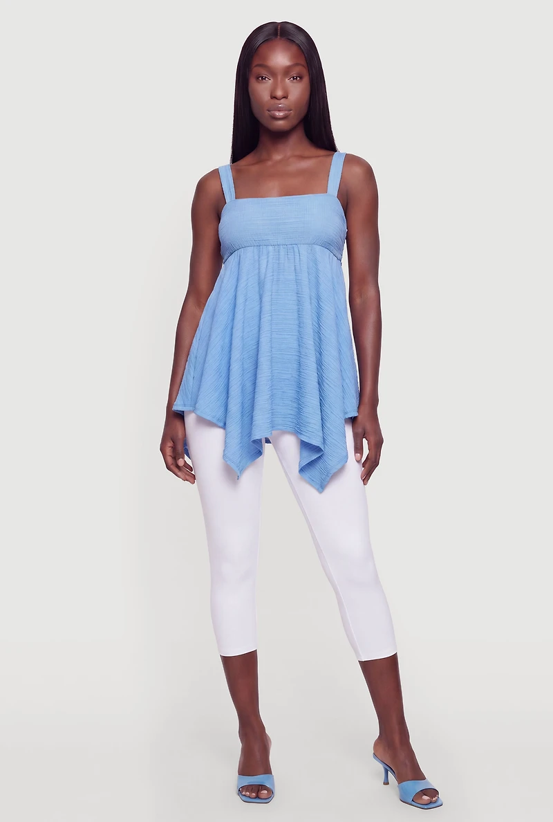 Square Neck Sharkbite Hem Sleeveless Blouse