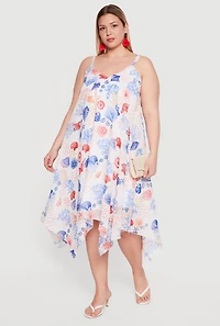 Plus Seashell Patterned Sharkbite Hem Dress