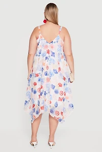 Plus Seashell Patterned Sharkbite Hem Dress