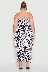 Womens Plus Size Patterned Fringe Side Tube Dress, Multi, Size 3X