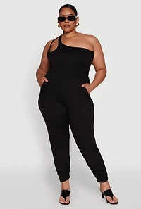 Plus Keyhole One Shoulder Jumpsuit