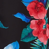 Plus Tropical Floral Print Sharkbite Hem Dress