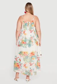 Plus Floral Metallic Keyhole Detail High Low Dress