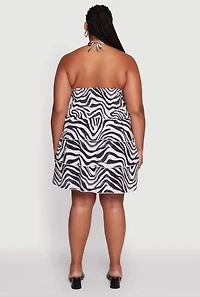Womens Plus Size Animal Print Tiered Halter Dress, Multi, Size 3X