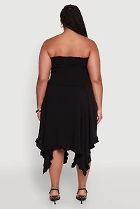 Womens Plus Smocked Handkerchief Hem Tube Dress, 3X