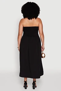 Womens Plus Strapless Side Pocket Midi Dress, 3X