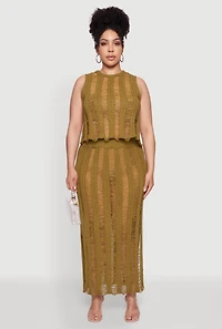 Womens Plus Size Trendy Distressed High Waist Maxi Skirt, Green, Size 2X