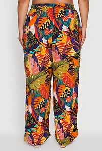 Womens Plus Size High Waisted Floral Print Palazzo Pants, Multi, Size 3X