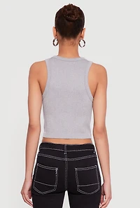 Seamless Zip Front Ribbed Knit Tank Top