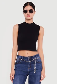 Seamless Cropped Mock Neck Tank Top