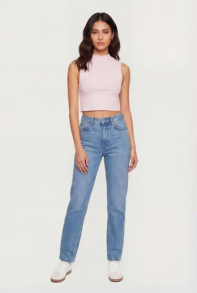 Seamless Cropped Mock Neck Tank Top