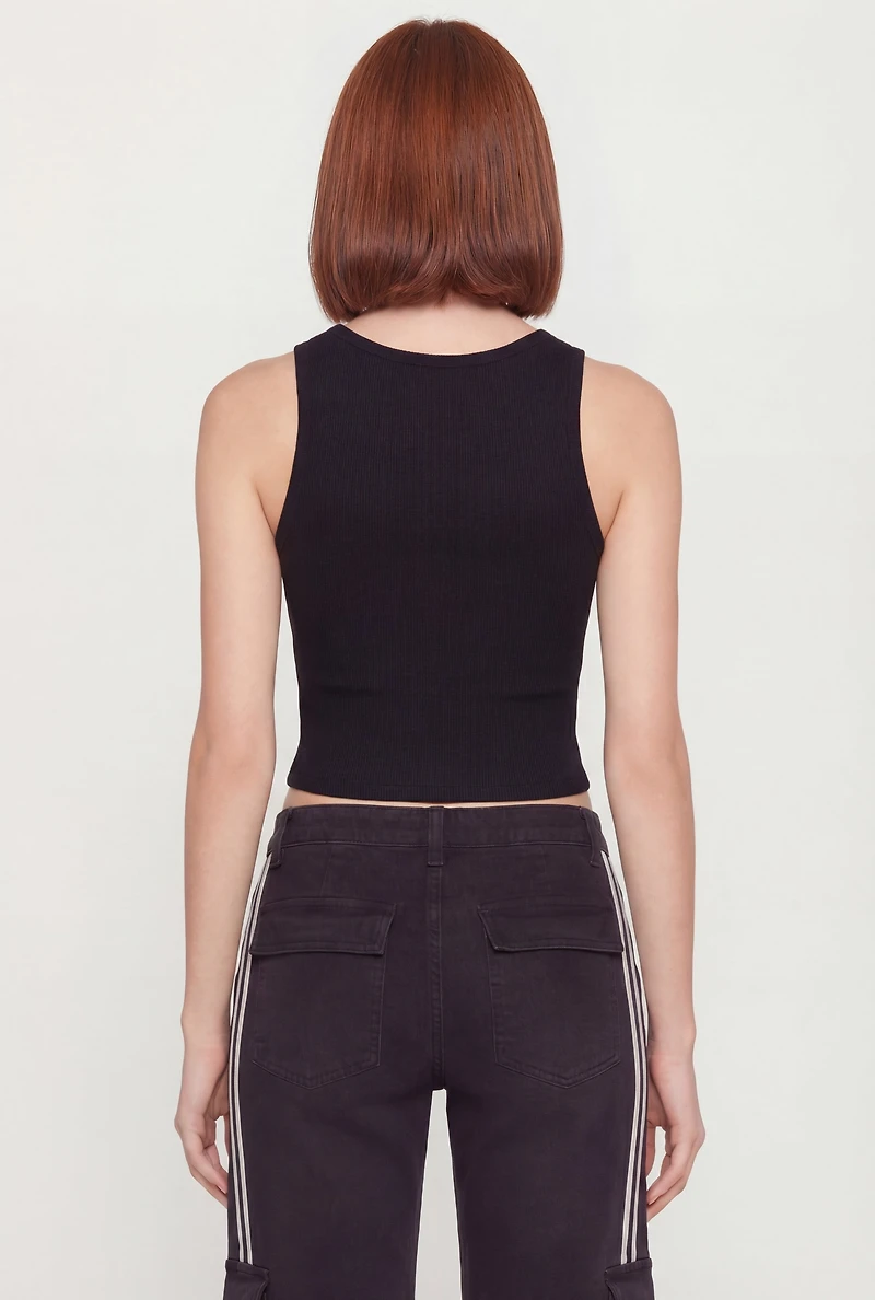 Seamless Cropped Tank Top with Shelf Bra