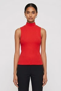 Seamless Ribbed Knit Mock Neck Crop Tank Top