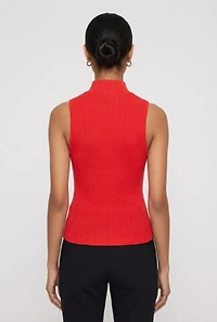 Seamless Ribbed Knit Mock Neck Crop Tank Top