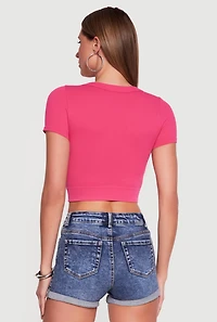 Seamless Cropped V Neck Short Sleeve Tee